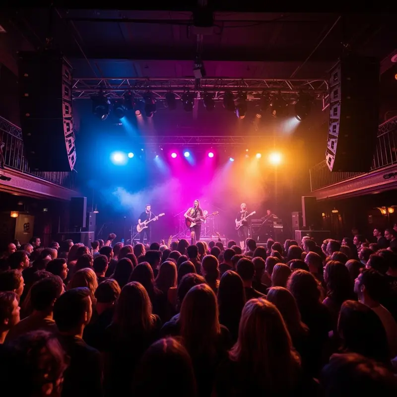 Concert et festival équipé de scène avec mur LED et line array
